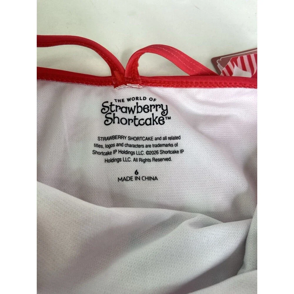 Strawberry Shortcake Gingham Red White One Piece Swimsuit Swimwear Girls Size 6